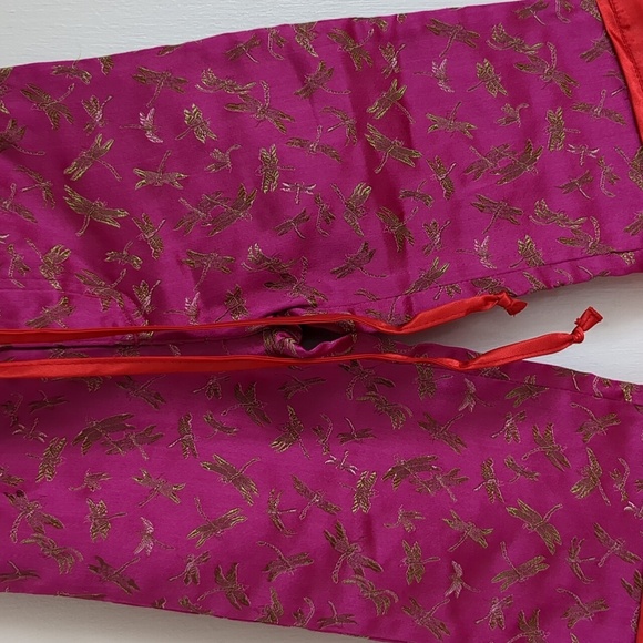 18M Mimi & Maggie Pink Red Gold Pants Shiny Dragonfly Drawstring Bottoms - Picture 7 of 12